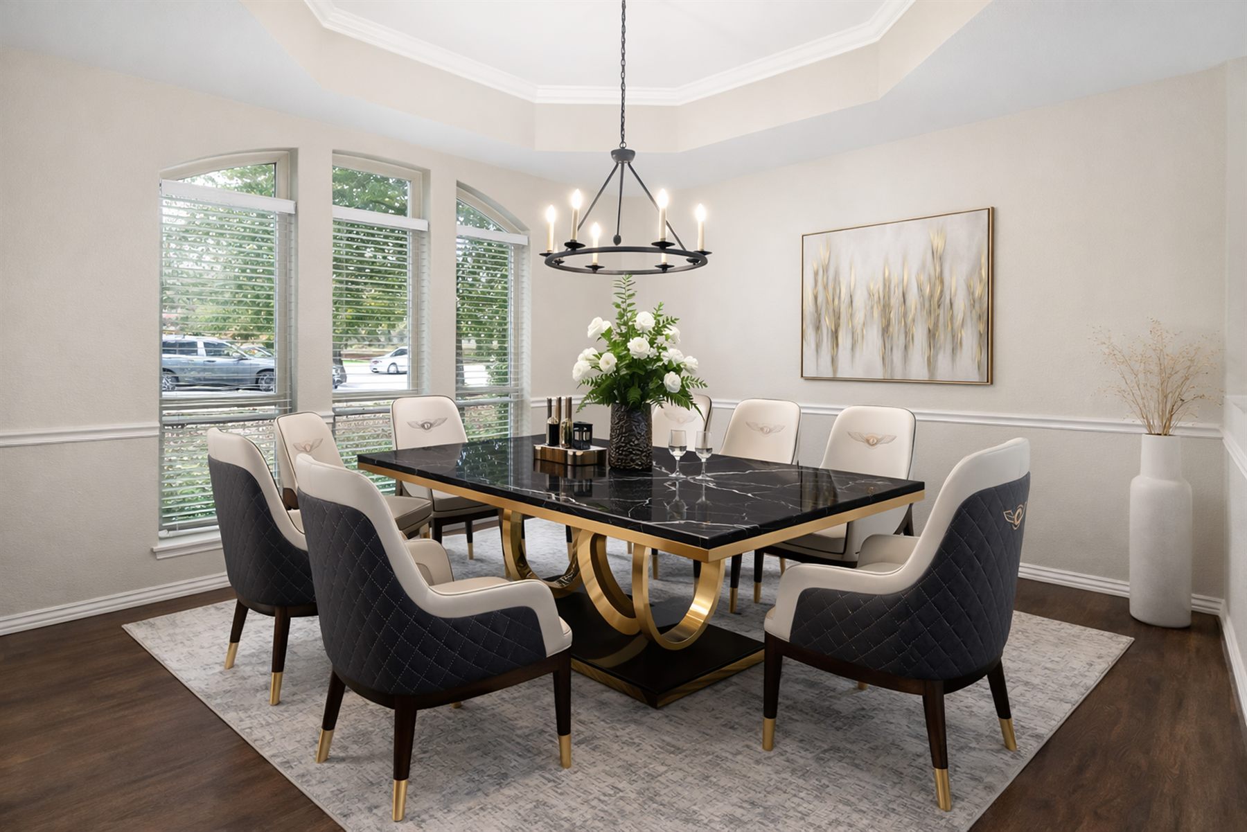 Virtually staged living room sample